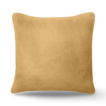 Ochre Mustard Teddy Fur Fleece Soft Cushion - 22" x 22"