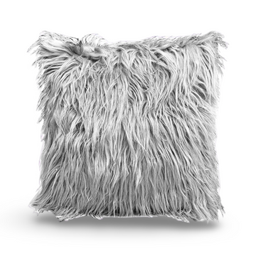 Silver Grey Mongolian Faux Fur Soft Cushions - 24" x 24"