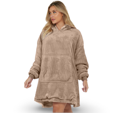 Natural Mink Oversized Hoodie Blanket - Reversible Sherpa Fleece Hoodie
