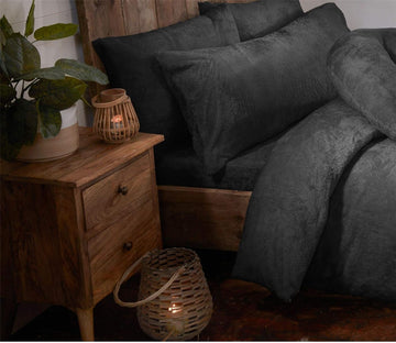 Charcoal Grey Teddy Fur Fleece Soft Fitted Sheet
