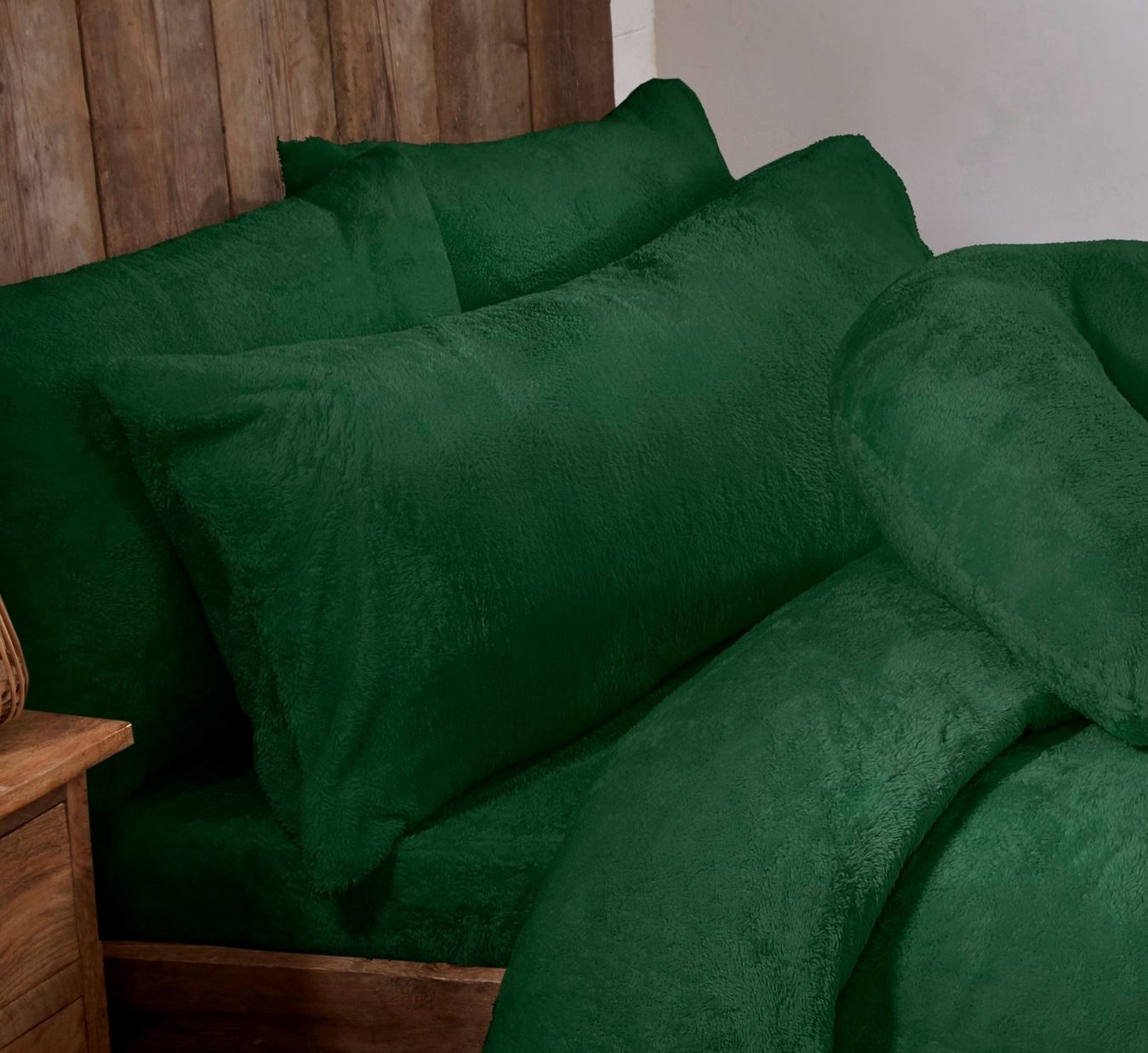 Forrest Green Teddy Fur Fleece Bolster Pillows - 3ft, 4ft6, 5ft