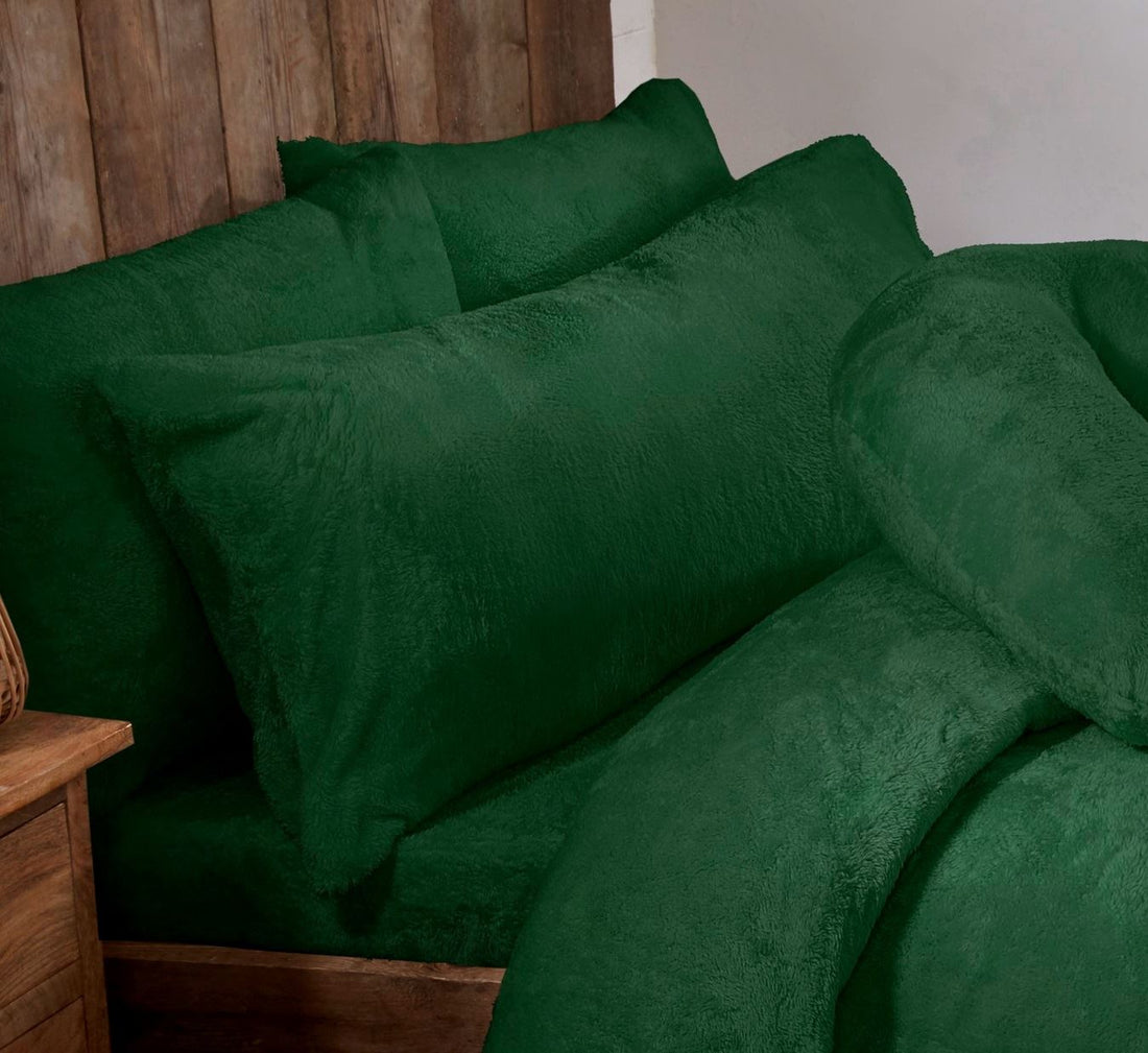 Forrest Green Teddy Fur Fleece Bolster Pillows - 3ft, 4ft6, 5ft
