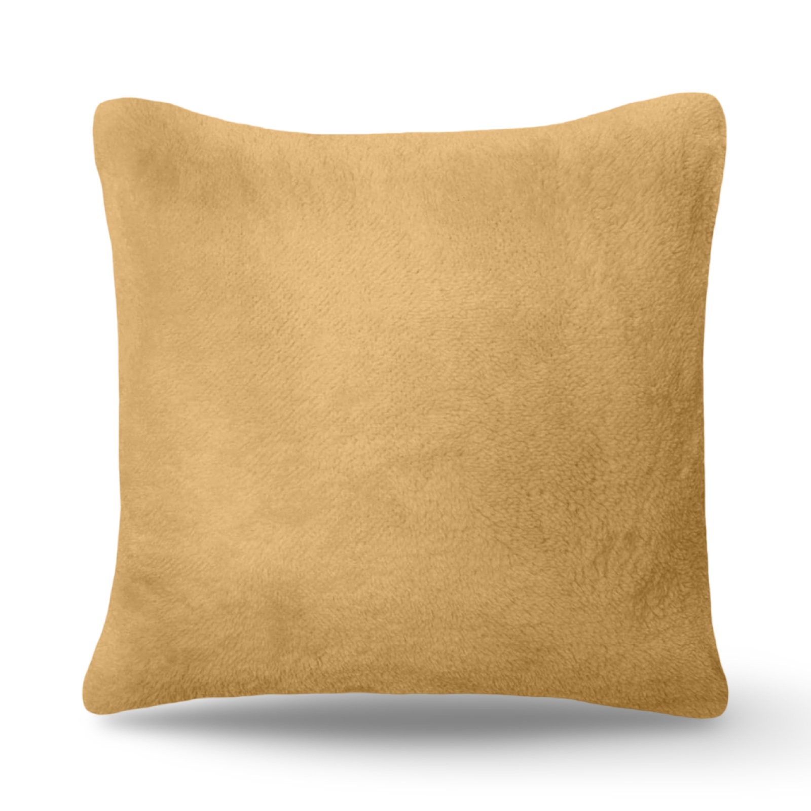 Ochre Mustard Teddy Fur Fleece Soft Cushion - 22" x 22"
