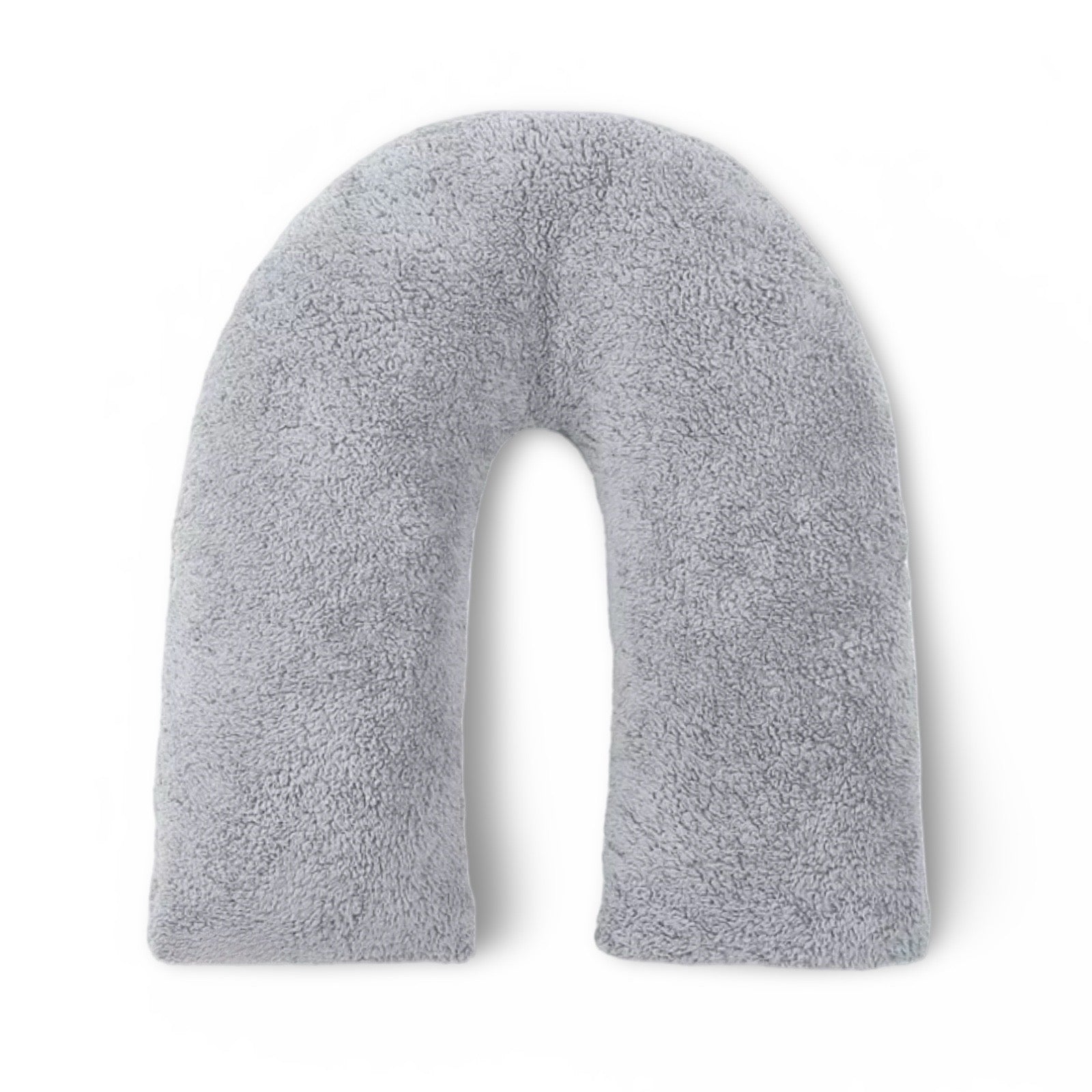Silver Grey Teddy Fur Fleece Soft V Shape Pillow