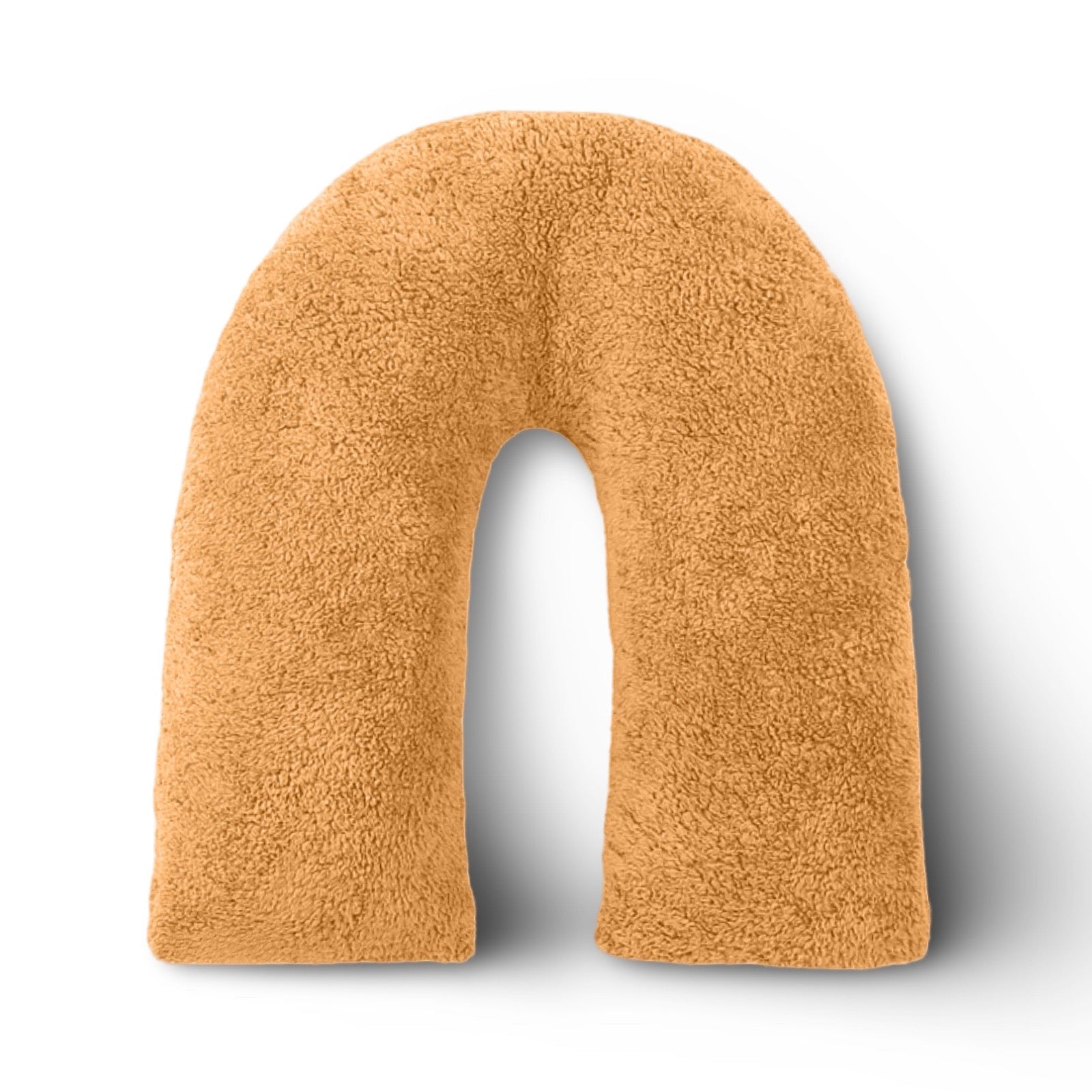 Ochre Mustard Teddy Fur Fleece Soft V Shape Pillow