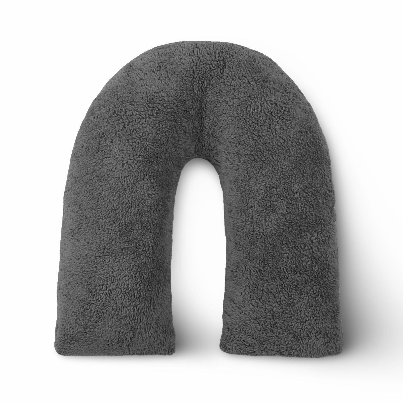 Charcoal Grey Teddy Fur Fleece Soft V Shape Pillow