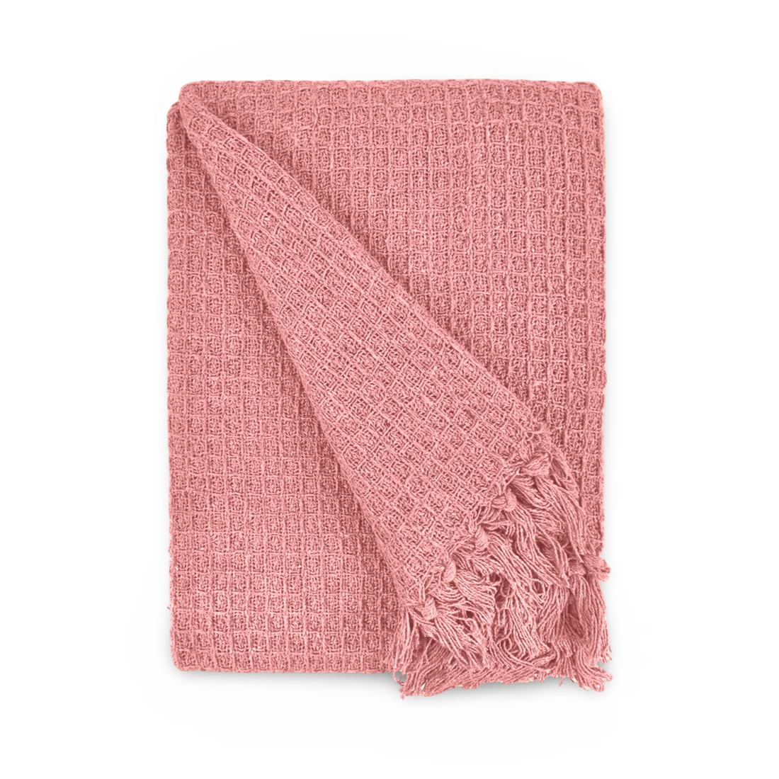 Blush Pink Honeycomb Waffle Cotton Throw Blanket