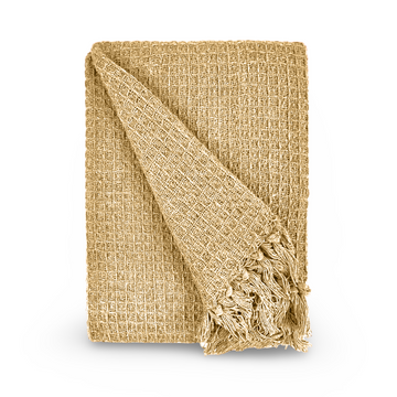 Natural Mink Honeycomb Waffle Cotton Throw Blanket