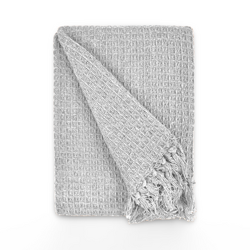 Silver Grey Honeycomb Waffle Cotton Throw Blanket