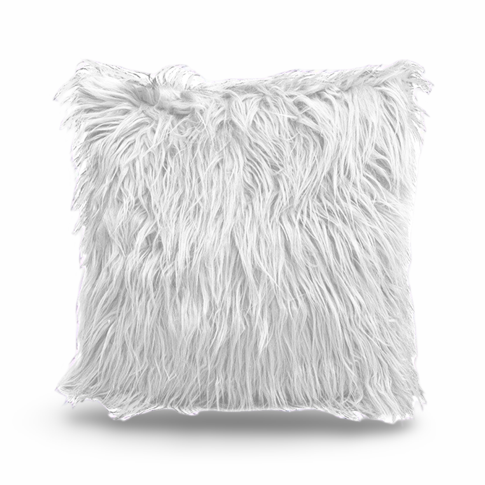 White Mongolian Faux Fur Soft Cushions - 24" x 24"