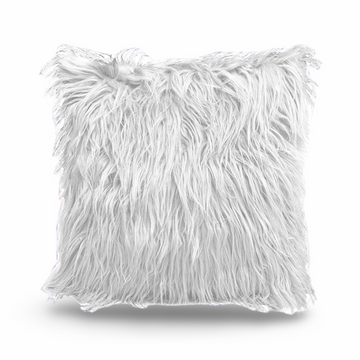 White Mongolian Faux Fur Soft Cushions - 24" x 24"