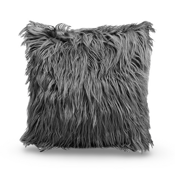 Charcoal Grey Mongolian Faux Fur Soft Cushions - 24" x 24"