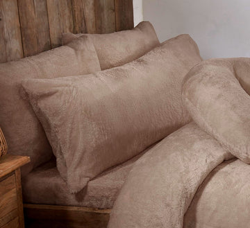 Natural Mink Teddy Fur Fleece Bolster Pillows - 3ft, 4ft6, 5ft