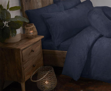 Navy Blue Teddy Fur Fleece Soft Fitted Sheet