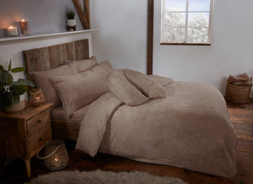 Natural Mink Teddy Fur Fleece Soft Duvet Cover Set Including Pillowcases