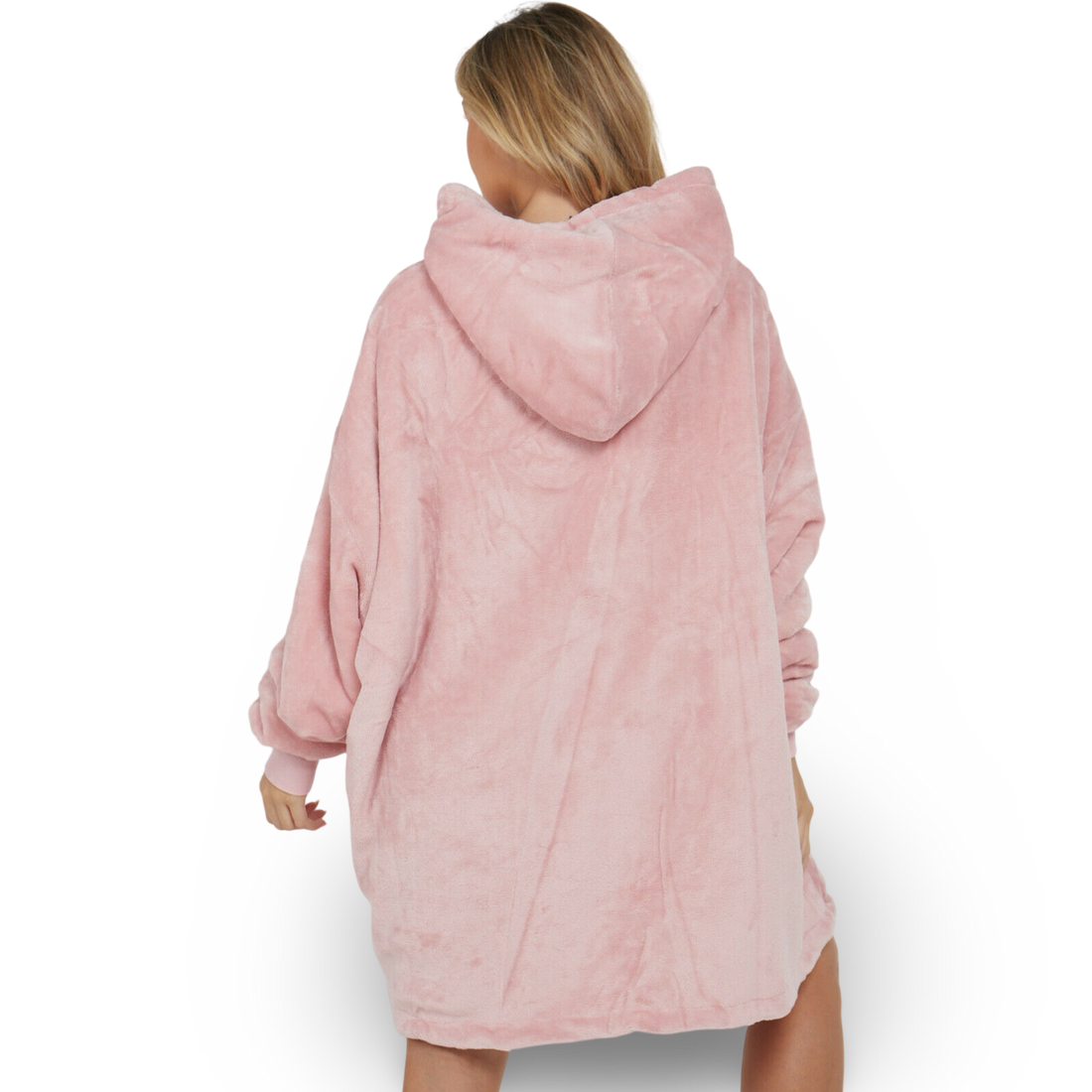 Blush Pink Oversized Hoodie Blanket - Reversible Sherpa Fleece Hoodie
